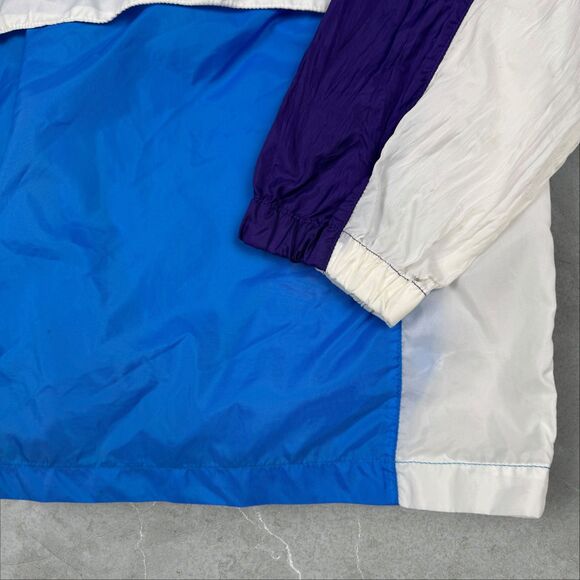 Vintage 80's Reebok Sport Blue, Purple and White Color Block Windbreaker - Large - Picture 3 of 10